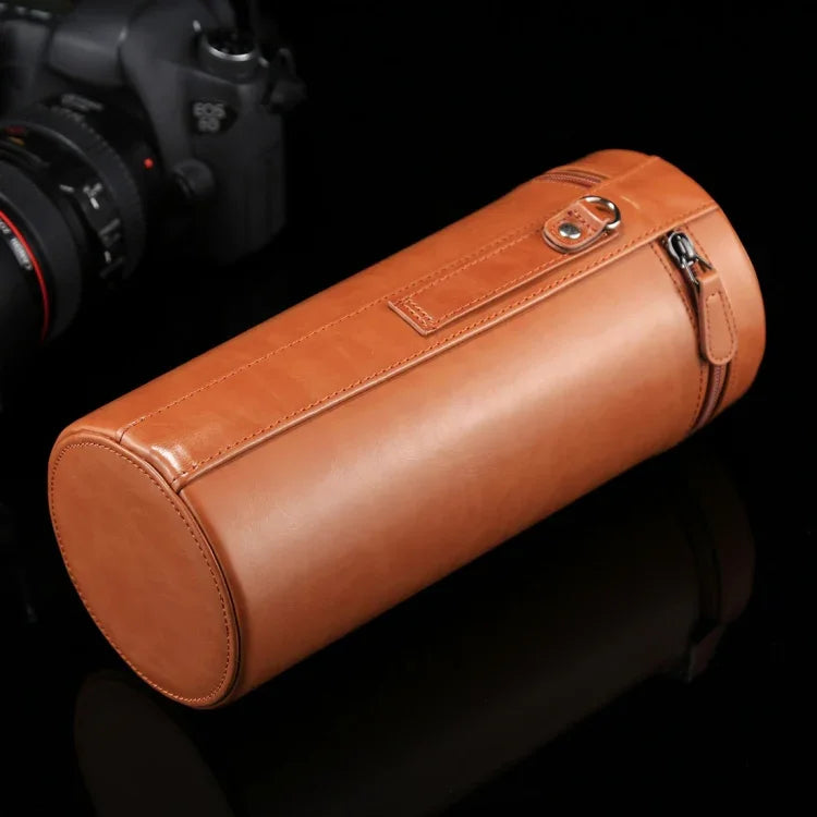 대형 렌즈 케이스 지퍼 PU 가죽 파우치 박스 DSLR 카메라 렌즈용, 크기: 24.5*10.5*10.5cm, 24.5 x 10.5cm (브라운), 24.5 x 10.5cm (커피), 24.5 x 10.5cm (블랙)