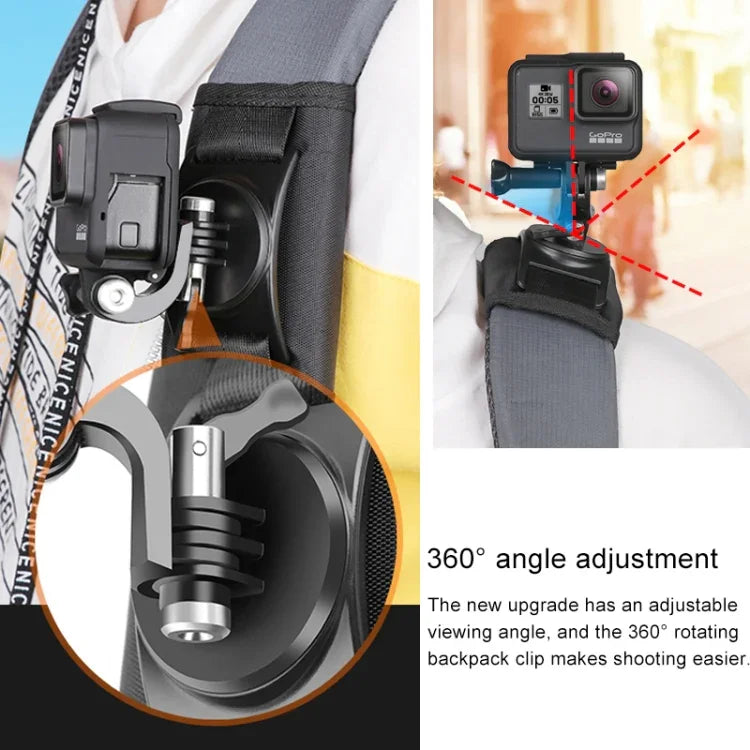 후크 앤 루프 패스너 백팩 Rec-마운트 클립 클램프 마운트 나사 포함, GoPro, Insta360, DJI 및 기타 액션 카메라용