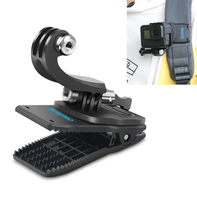 RUIGPRO 360도 회전 J형 백팩 Rec-마운트 클립 클램프 마운트 및 나사 GoPro HERO9 Black / HERO8 Black / HERO7 /6 /5, DJI Osmo Action, Xiaoyi 및 기타 액션 카메라용