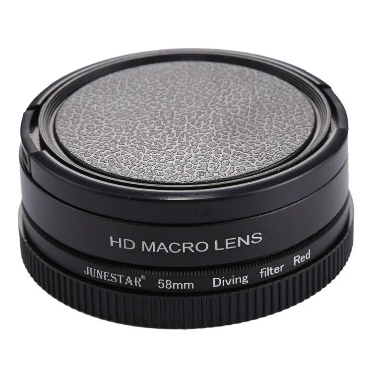 JSR 58mm 16배 매크로 렌즈 + 레드 다이빙 렌즈 필터 렌즈 커버 포함 + 렌즈 필터 링 어댑터 + 스트링 + 클리닝 천 GoPro HERO6 /5 다이브 하우징용, HERO6 /5용