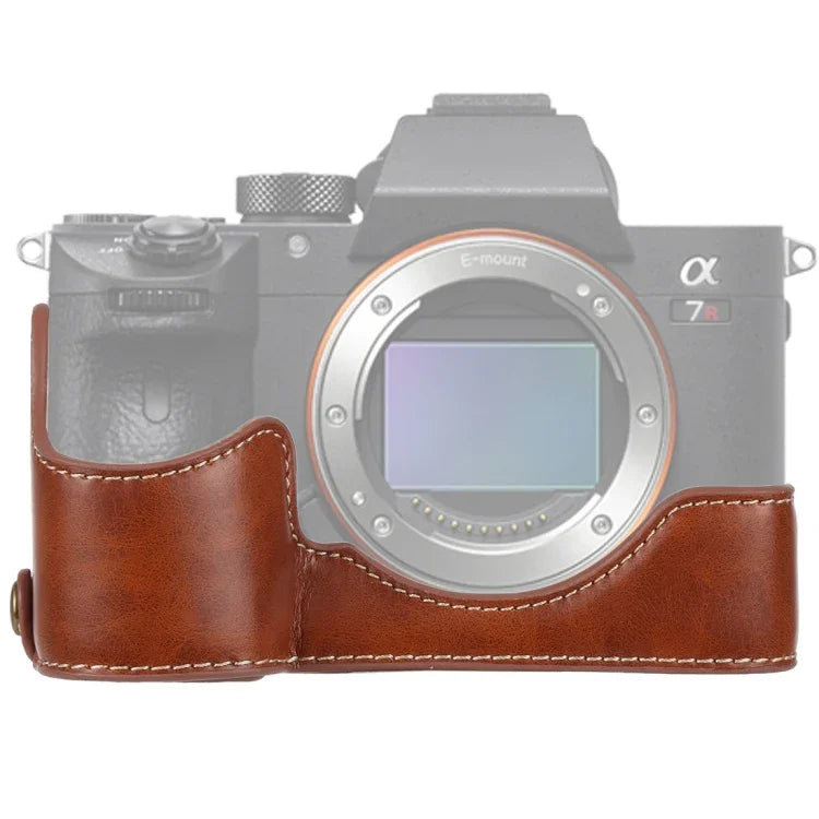 Sony ILCE-A9 / A9 / A7RIII용 1/4인치 나사 PU 가죽 카메라 하프 케이스 베이스, Sony A9용