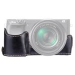 Sony A6400 / ILCE-A6400용 1/4인치 나사 PU 가죽 카메라 하프 케이스 베이스, Sony A6400용