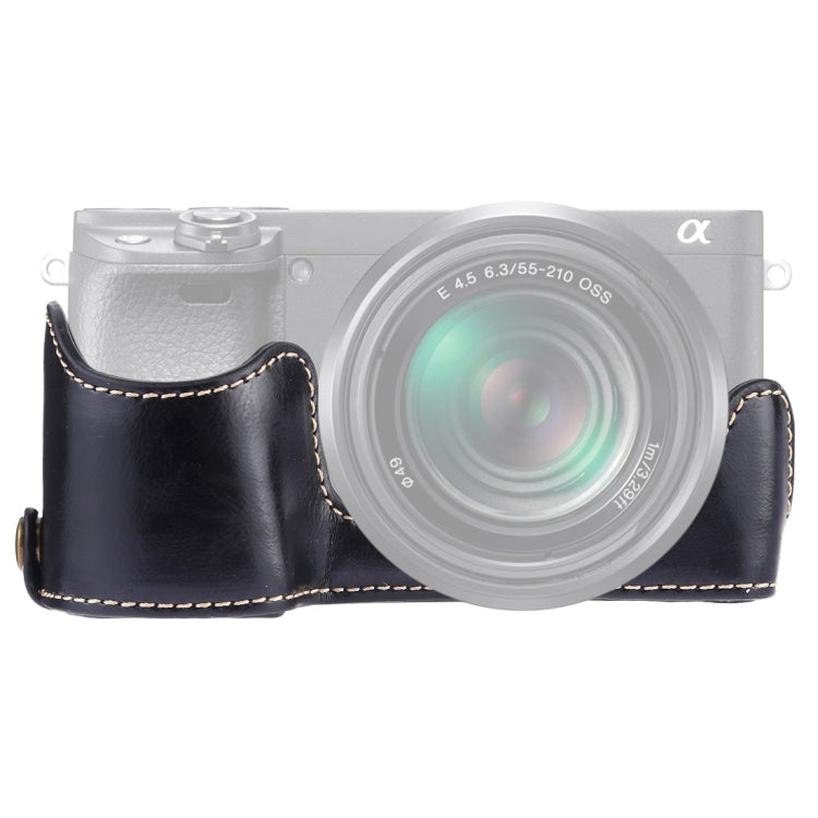 Sony A6400 / ILCE-A6400용 1/4인치 나사 PU 가죽 카메라 하프 케이스 베이스, Sony A6400용