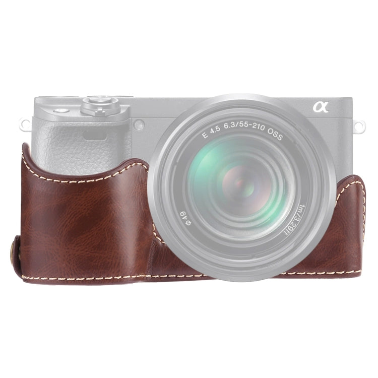 Sony A6400 / ILCE-A6400용 1/4인치 나사 PU 가죽 카메라 하프 케이스 베이스, Sony A6400용