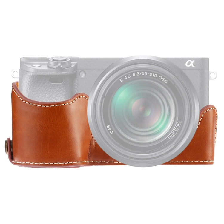 Sony A6400 / ILCE-A6400용 1/4인치 나사 PU 가죽 카메라 하프 케이스 베이스, Sony A6400용