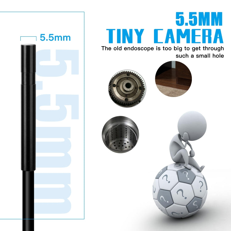 F220 5.5mm HD 5.0MP WIFI 내시경 검사 카메라 6개 LED, 길이: 5m, 길이: 5m