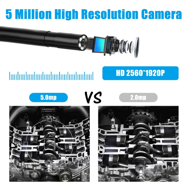 F220 5.5mm HD 5.0MP WIFI 내시경 검사 카메라 6개 LED, 길이: 5m, 길이: 5m
