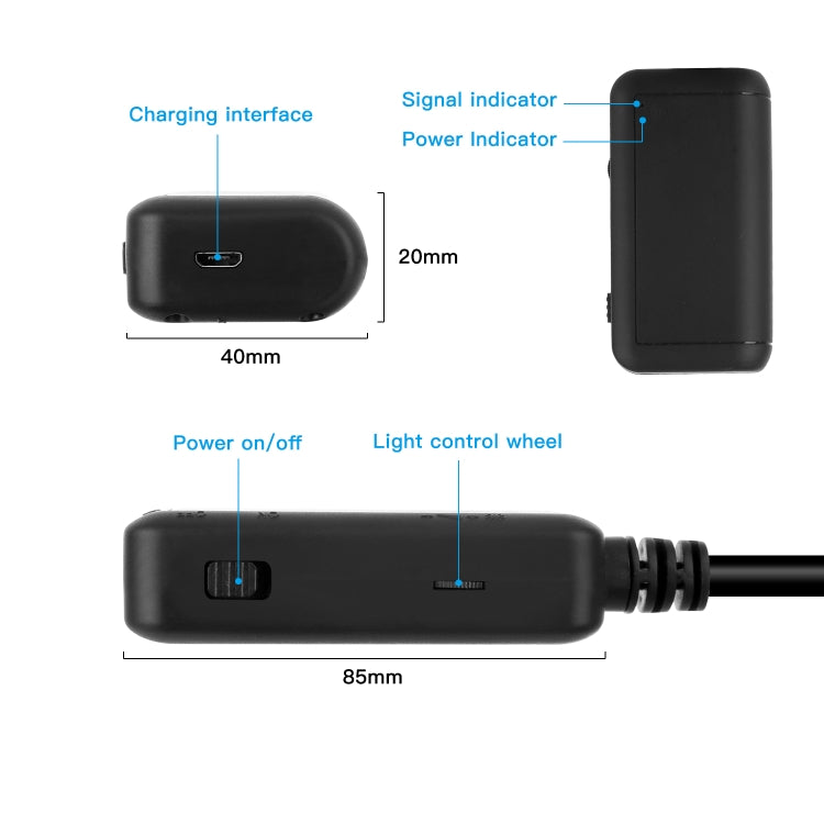 F220 5.5mm HD 5.0MP WIFI 내시경 검사 카메라 6개 LED, 길이: 5m, 길이: 5m
