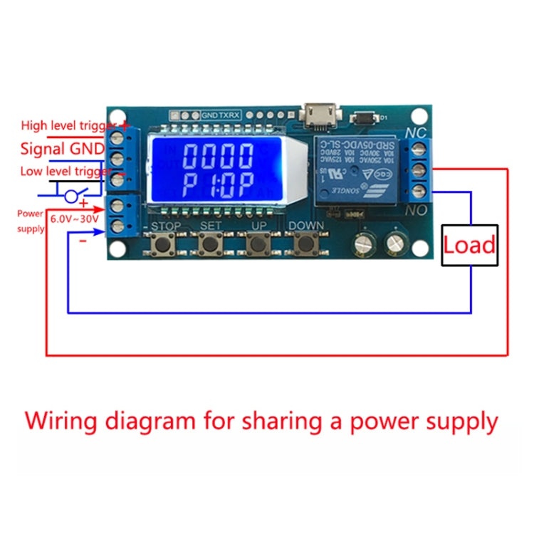 XY-LJ02 6-30V 마이크로 USB 디지털 LCD 디스플레이 타임 딜레이 릴레이 모듈 제어 타이머 스위치