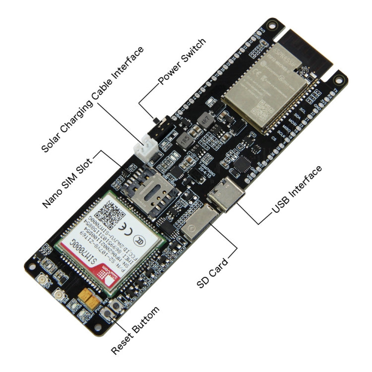 WiFi 블루투스 18560 배터리 홀더 태양광 충전 모듈 개발 보드, T-SIM7000G