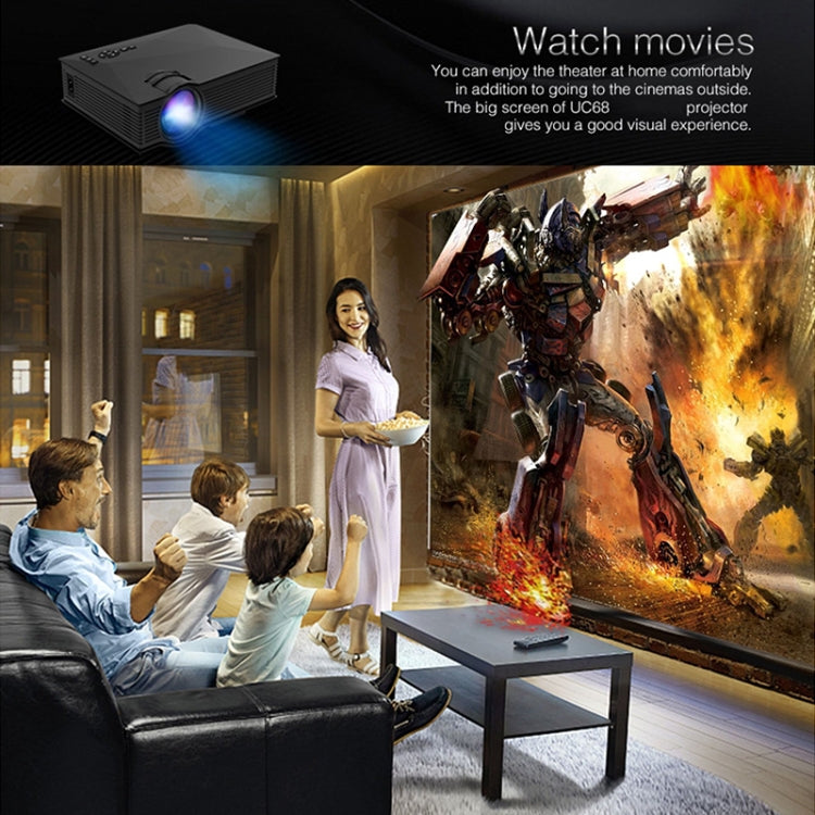 UC68 80ANSI 800x400 홈 시어터 멀티미디어 HD 1080P LED 프로젝터, USB/SD/HDMI/VGA/IR 지원, UC68 800x400