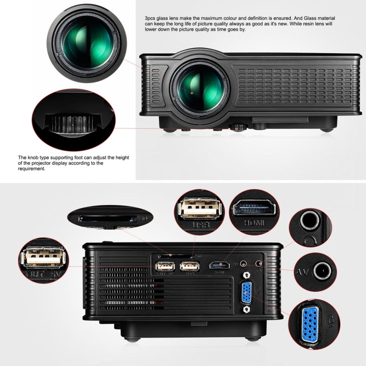 LY-40 1800 루멘 1280 x 800 홈 시어터 LED 프로젝터 리모컨 포함, EU 플러그, LY-40 EU 플러그