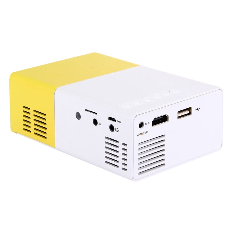 YG-300 0.8-2M 24-60인치 400-600 루멘 LED 프로젝터 HD 홈 시어터 3-in-1 비디오 변환 케이블 및 리모컨 포함, 크기: 12.6 x 8.6 x 4.6 cm, EU 플러그