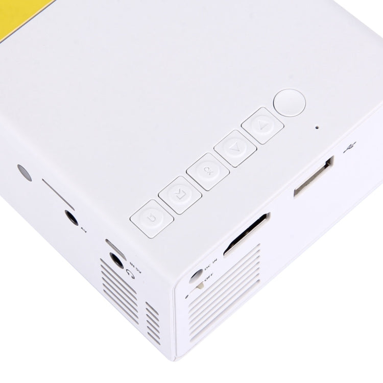 YG-300 0.8-2M 24-60인치 400-600 루멘 LED 프로젝터 HD 홈 시어터 3-in-1 비디오 변환 케이블 및 리모컨 포함, 크기: 12.6 x 8.6 x 4.6 cm, EU 플러그