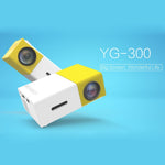 YG-300 0.8-2M 24-60인치 400-600 루멘 LED 프로젝터 HD 홈 시어터 3-in-1 비디오 변환 케이블 및 리모컨 포함, 크기: 12.6 x 8.6 x 4.6 cm, EU 플러그