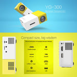 YG300 400루멘 휴대용 미니 홈 시어터 LED 프로젝터 리모컨 포함, HDMI, AV, SD, USB 인터페이스 지원