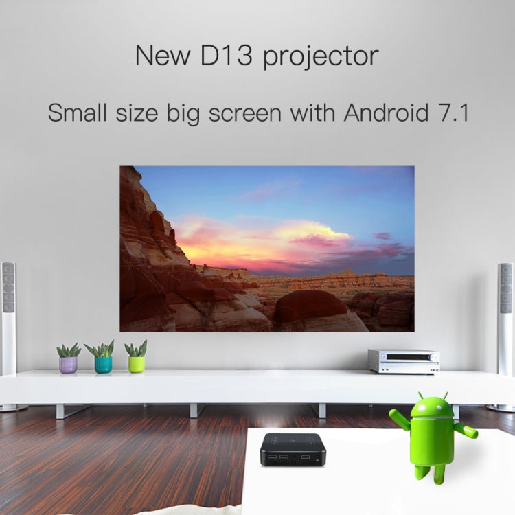 D13 2+16G 854 x 480 안드로이드 7.1.2 미니 포켓 프로젝터 4K DLP 스마트 핸드헬드 LED WiFi 홈 시어터 프로젝터, USB / TF / HDMI 지원