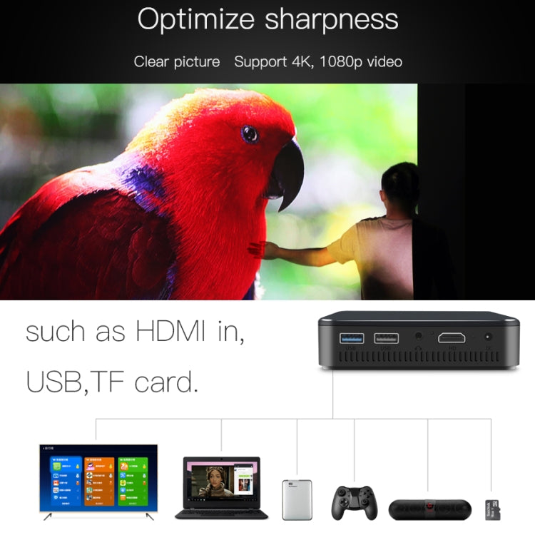 D13 2+16G 854 x 480 안드로이드 7.1.2 미니 포켓 프로젝터 4K DLP 스마트 핸드헬드 LED WiFi 홈 시어터 프로젝터, USB / TF / HDMI 지원