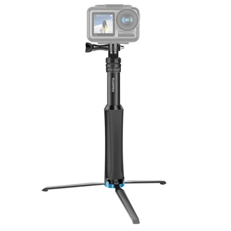 RUIGPRO 일체형 핸드헬드 삼각대 셀피 스틱 텔레스코픽 모노포드 마운트, GoPro, Insta360, DJI 및 기타 액션 카메라용, 블랙