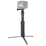 RUIGPRO 일체형 핸드헬드 삼각대 셀피 스틱 텔레스코픽 모노포드 마운트, GoPro, Insta360, DJI 및 기타 액션 카메라용, 블랙