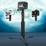 RUIGPRO 일체형 핸드헬드 삼각대 셀피 스틱 텔레스코픽 모노포드 마운트, GoPro, Insta360, DJI 및 기타 액션 카메라용, 블랙