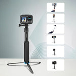 RUIGPRO 일체형 핸드헬드 삼각대 셀피 스틱 텔레스코픽 모노포드 마운트, GoPro, Insta360, DJI 및 기타 액션 카메라용, 블랙