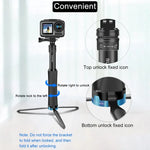 RUIGPRO 일체형 핸드헬드 삼각대 셀피 스틱 텔레스코픽 모노포드 마운트, GoPro, Insta360, DJI 및 기타 액션 카메라용, 블랙