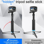 RUIGPRO 일체형 핸드헬드 삼각대 셀피 스틱 텔레스코픽 모노포드 마운트, GoPro, Insta360, DJI 및 기타 액션 카메라용, 블랙