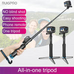 RUIGPRO 일체형 핸드헬드 삼각대 셀피 스틱 텔레스코픽 모노포드 마운트, GoPro, Insta360, DJI 및 기타 액션 카메라용, 블랙