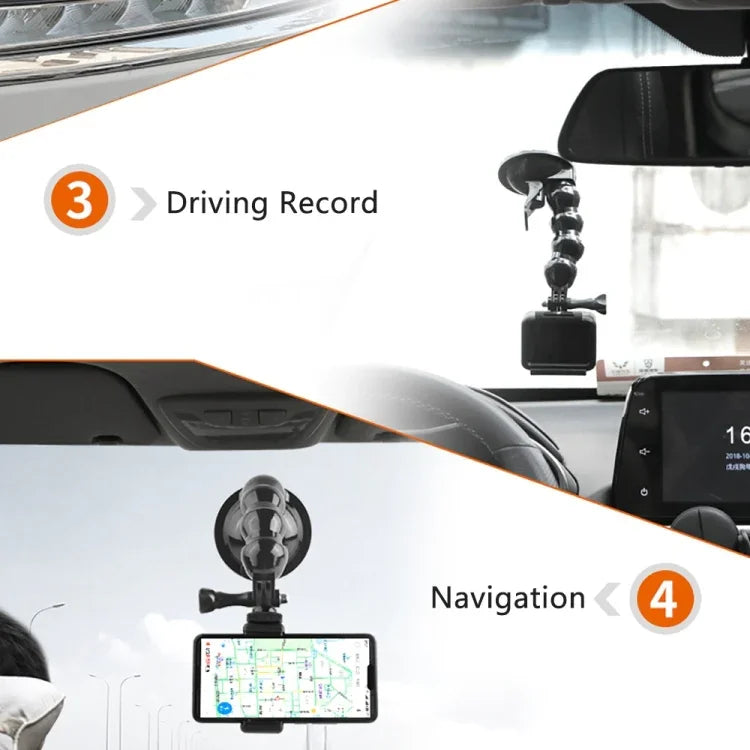 GoPro, Insta360, DJI 및 기타 액션 카메라용 흡착 컵 조 플렉스 클램프 마운트, 조 플렉스 클램프