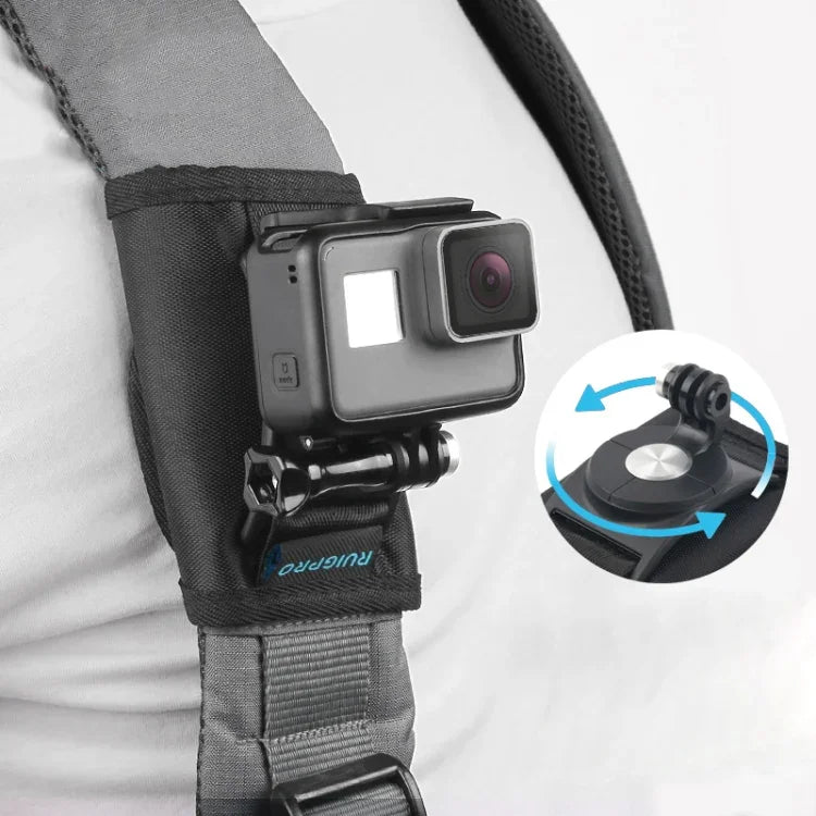 RUIGPRO 후크 앤 루프 패스너 백팩 Rec-마운트 클립 클램프 마운트 및 나사 포함, GoPro, Insta360, DJI 및 기타 액션 카메라용, 후크 앤 루프 패스너 클립