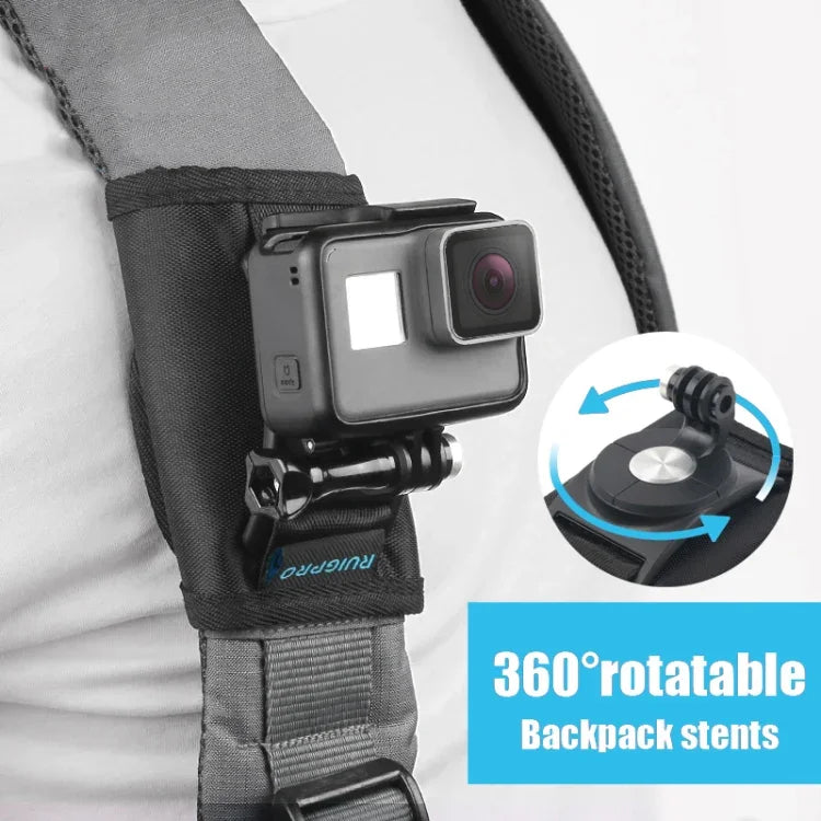 RUIGPRO 후크 앤 루프 패스너 백팩 Rec-마운트 클립 클램프 마운트 및 나사 포함, GoPro, Insta360, DJI 및 기타 액션 카메라용, 후크 앤 루프 패스너 클립
