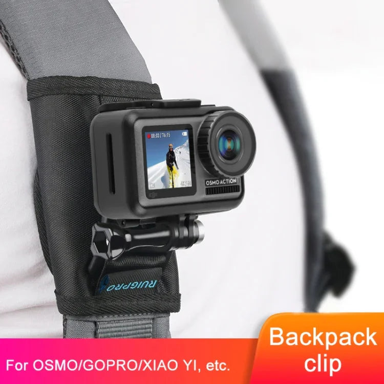 RUIGPRO 후크 앤 루프 패스너 백팩 Rec-마운트 클립 클램프 마운트 및 나사 포함, GoPro, Insta360, DJI 및 기타 액션 카메라용, 후크 앤 루프 패스너 클립