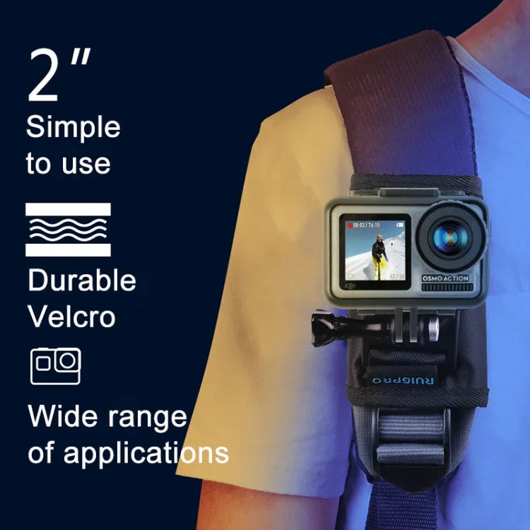 RUIGPRO 후크 앤 루프 패스너 백팩 Rec-마운트 클립 클램프 마운트 및 나사 포함, GoPro, Insta360, DJI 및 기타 액션 카메라용, 후크 앤 루프 패스너 클립