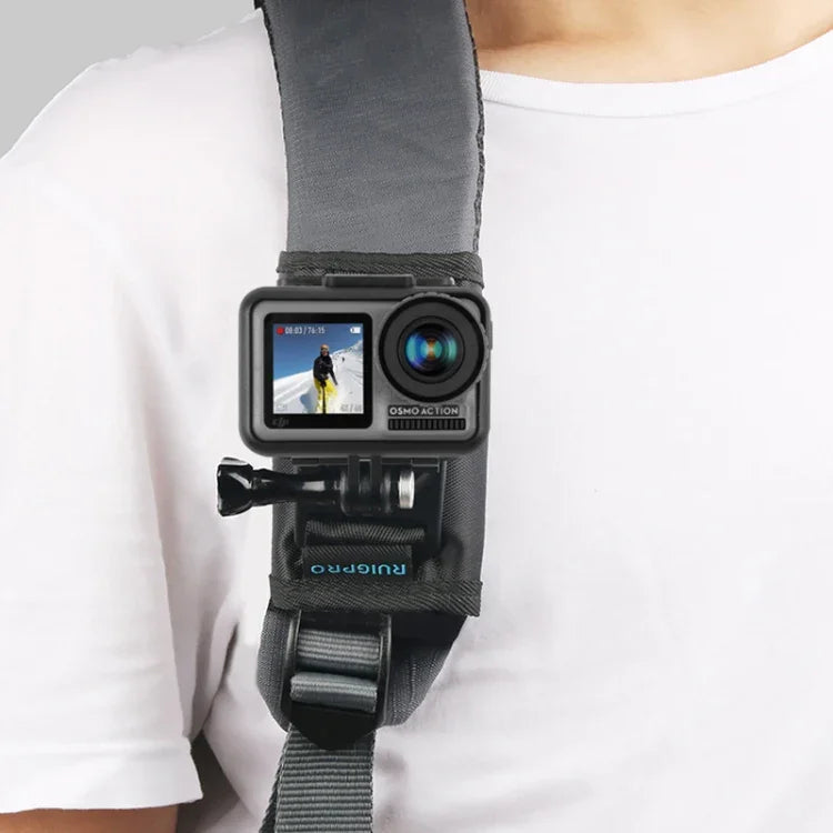 RUIGPRO 후크 앤 루프 패스너 백팩 Rec-마운트 클립 클램프 마운트 및 나사 포함, GoPro, Insta360, DJI 및 기타 액션 카메라용, 후크 앤 루프 패스너 클립