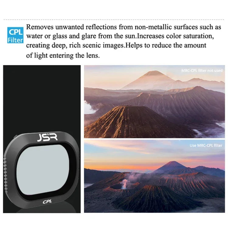 JSR Drone 5 in 1 UV+CPL+ND4+ND8+ND16 Lens Filter for DJI MAVIC 2 Pro, UV+CPL+ND4+ND8+ND16