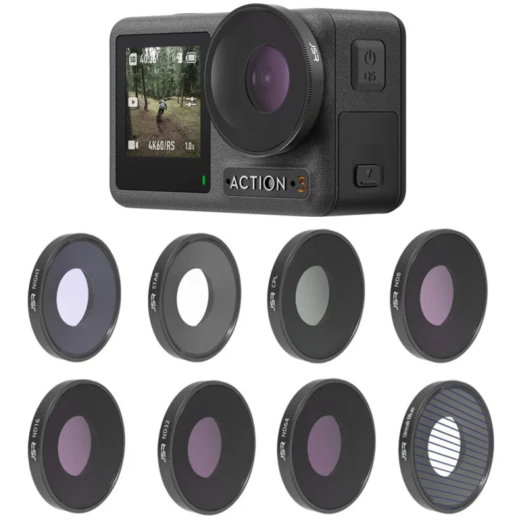 DJI Osmo Action 3용 JSR 8-in-1 스트릭 블루 CPL ND8 ND16 ND32 ND64 스타 나이트 렌즈 필터, 8-in-1