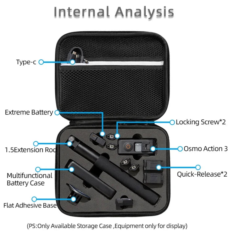 DJI Osmo Action 3 휴대용 보관 케이스 가방, 크기: 24 x 19 x 9cm, DJI Osmo Action 3용 24 x 19 x 9cm, 24 x 19 x 9cm