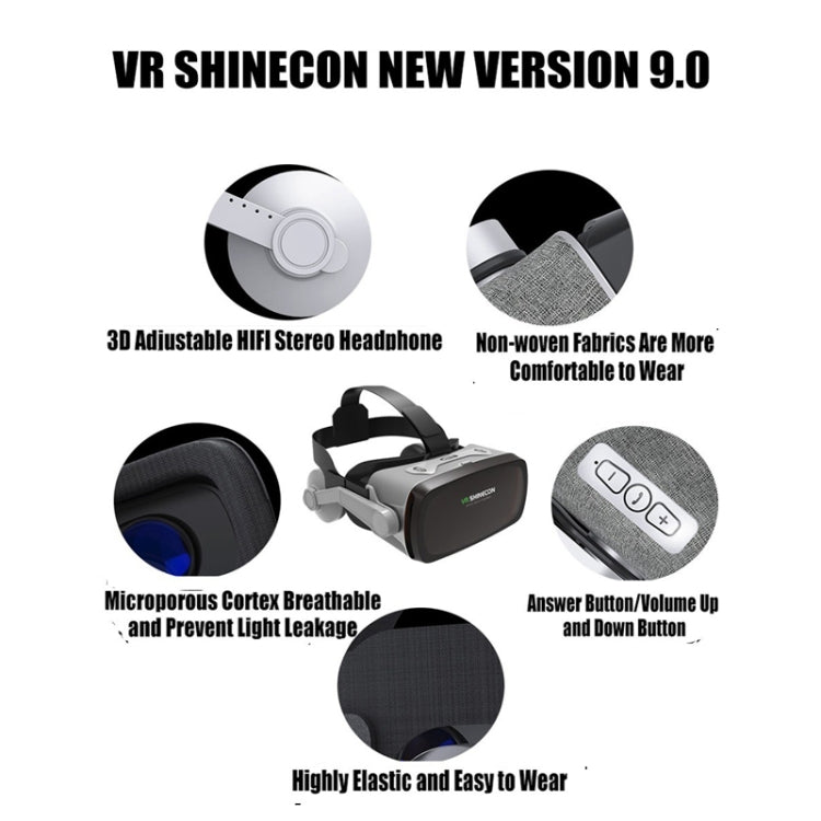 VR SHINECON G07E 가상 현실 3D 비디오 안경, 4.0인치 - 6.3인치 스마트폰용
