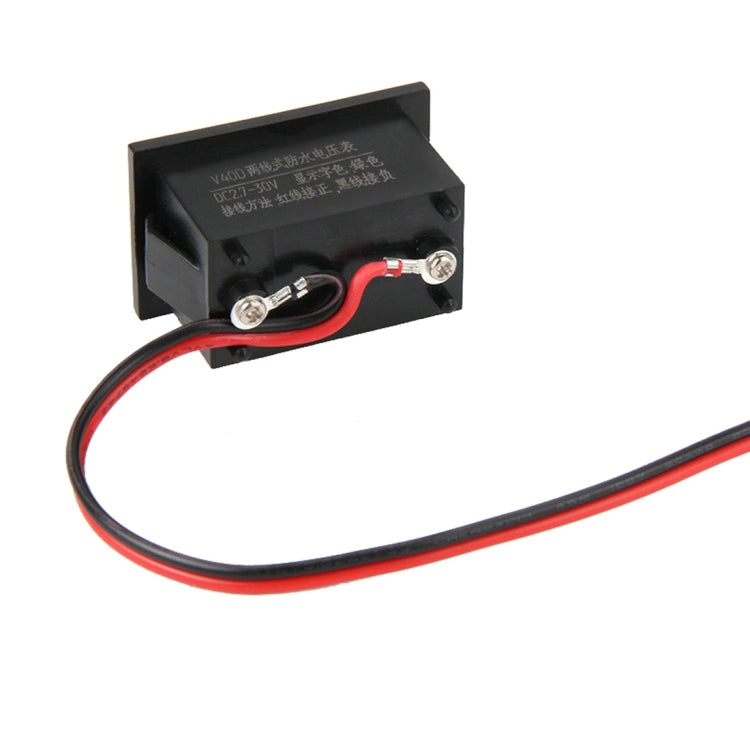 V40D 2선 빨간 불빛 표시 미니 방수 IPX4 디지털 전압계, 측정 전압: DC 2.5-30V, DT0002G, DT0002L, DT0002R