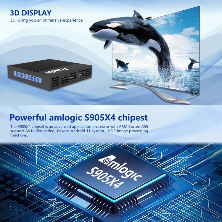 Tanix X4 안드로이드 11 스마트 TV 박스, Amlogic S905X4 쿼드 코어, 4GB+32GB, 듀얼 WiFi, BT, 4GB+32GB