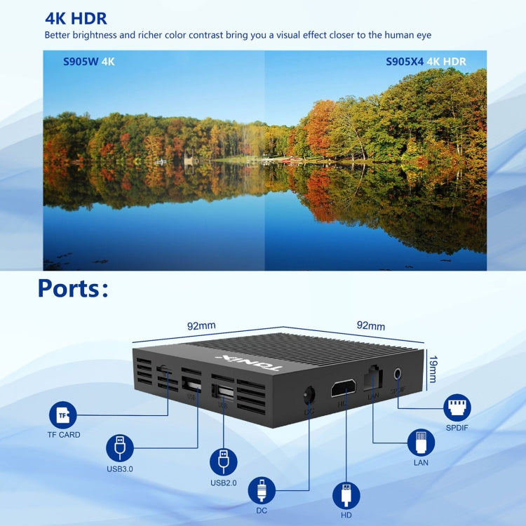 Tanix X4 안드로이드 11 스마트 TV 박스, Amlogic S905X4 쿼드코어, 4GB+64GB, 듀얼 와이파이, 블루투스, 4GB+64GB