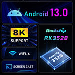 H96 Max 8K 울트라 HD 스마트 TV 박스 안드로이드 13.0 미디어 플레이어 리모컨 포함, RK3528 쿼드코어, 4GB+64GB, 4GB+64GB