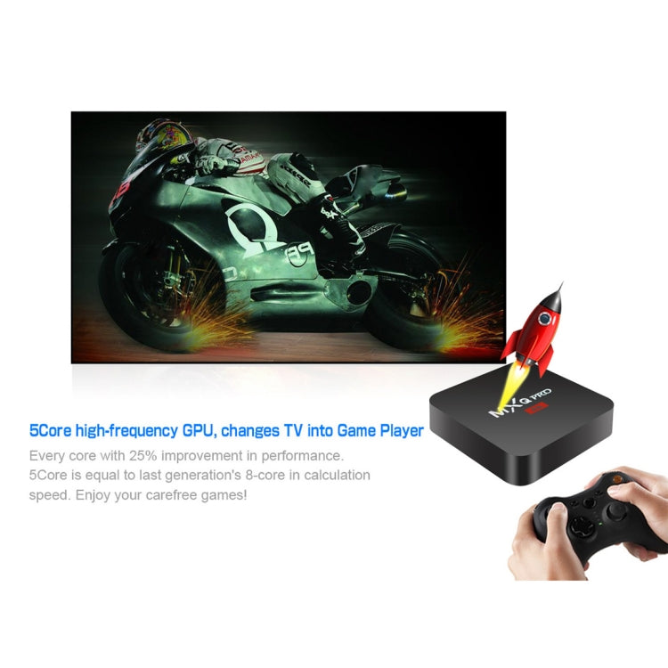 MXQ PROi 1080P 4K HD 스마트 TV 박스 리모컨 포함, 안드로이드 7.1 S905W 쿼드코어 Cortex-A53 최대 2GHz, RAM: 2GB, ROM: 16GB, WiFi 지원, UK 플러그, 2GB+16GB, UK 플러그