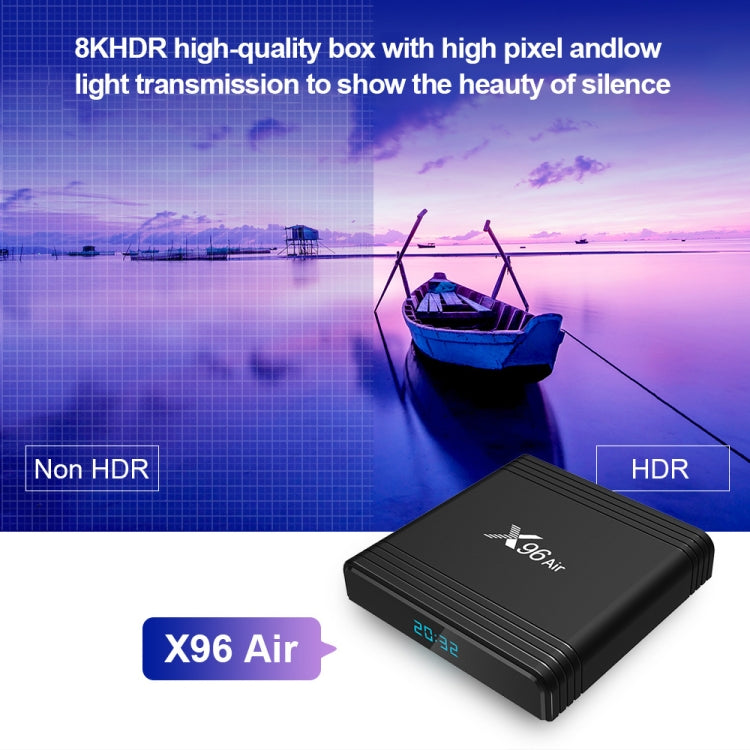 X96 Air 8K 스마트 TV 박스 안드로이드 9.0 미디어 플레이어 리모컨 포함, 쿼드코어 Amlogic S905X3, RAM: 4GB, ROM: 64GB, 듀얼 밴드 WiFi, 블루투스, AU 플러그, 4GB+64GB