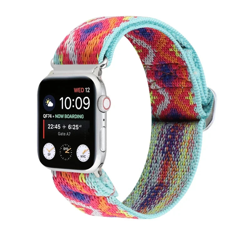 금속 일본식 버클 탄성 나일론 교체용 시계줄, Apple Watch 시리즈 7 45mm / 6 & SE & 5 & 4 44mm / 3 & 2 & 1 42mm용, Apple Watch 시리즈 8&7 41mm / SE 2&6&SE&5&4 40mm / 3&2&1 38mm용