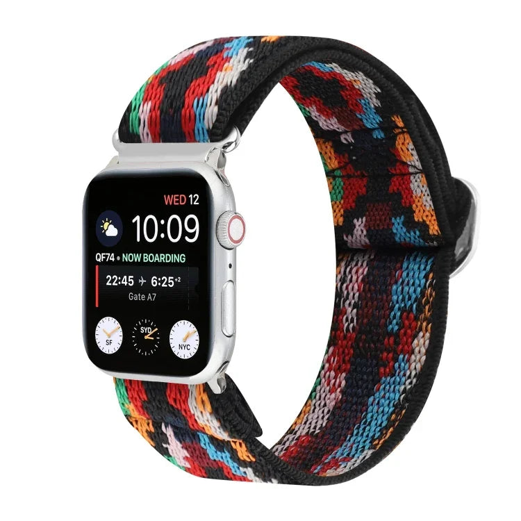 금속 일본식 버클 탄성 나일론 교체용 시계줄, Apple Watch 시리즈 7 45mm / 6 & SE & 5 & 4 44mm / 3 & 2 & 1 42mm용, Apple Watch 시리즈 8&7 41mm / SE 2&6&SE&5&4 40mm / 3&2&1 38mm용