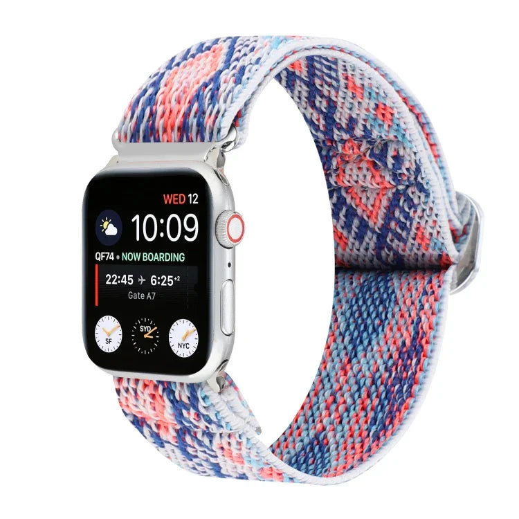금속 일본식 버클 탄성 나일론 교체용 시계줄, Apple Watch 시리즈 7 45mm / 6 & SE & 5 & 4 44mm / 3 & 2 & 1 42mm용, Apple Watch 시리즈 8&7 41mm / SE 2&6&SE&5&4 40mm / 3&2&1 38mm용