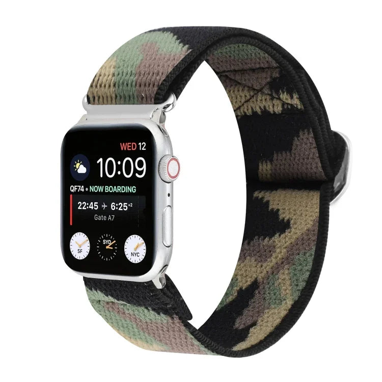 금속 일본식 버클 탄성 나일론 교체용 시계줄, Apple Watch 시리즈 7 45mm / 6 & SE & 5 & 4 44mm / 3 & 2 & 1 42mm용, Apple Watch 시리즈 8&7 41mm / SE 2&6&SE&5&4 40mm / 3&2&1 38mm용