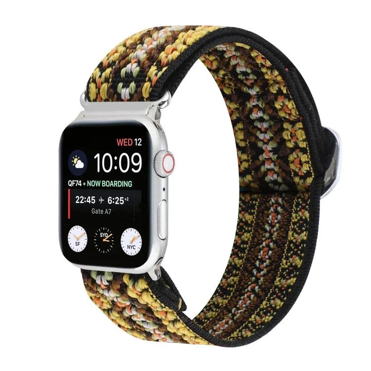 금속 일본식 버클 탄성 나일론 교체용 시계줄, Apple Watch 시리즈 7 45mm / 6 & SE & 5 & 4 44mm / 3 & 2 & 1 42mm용, Apple Watch 시리즈 8&7 41mm / SE 2&6&SE&5&4 40mm / 3&2&1 38mm용